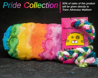 Pride Collection | Watercolor Rainbow Pattern MadRat Catnip Stuffed Cat Toy