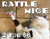 RATTLE MewMice - TWO for SIX - Rattling Catnip-stuffed felt toys