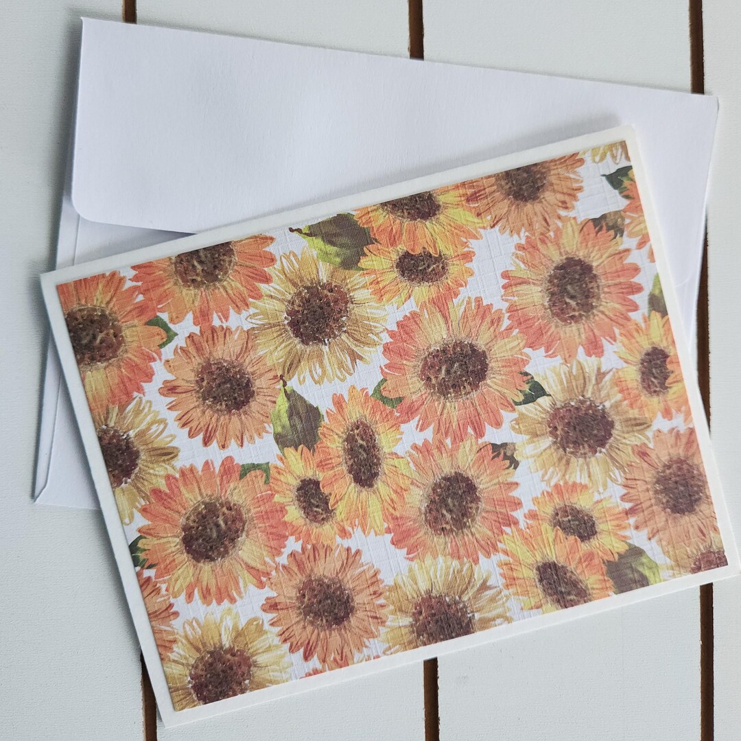 Sunflower Note Card Set of 6 Handmade Floral Stationery Gift - Etsy