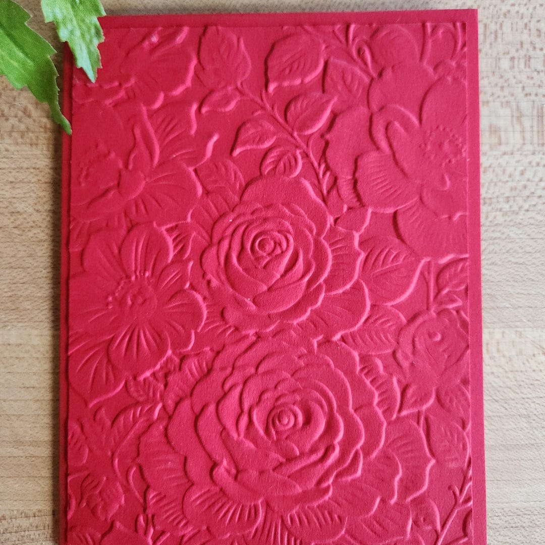 Embossed Red Rose Note Cards Set of 8 Handmade Floral Stationery With ...