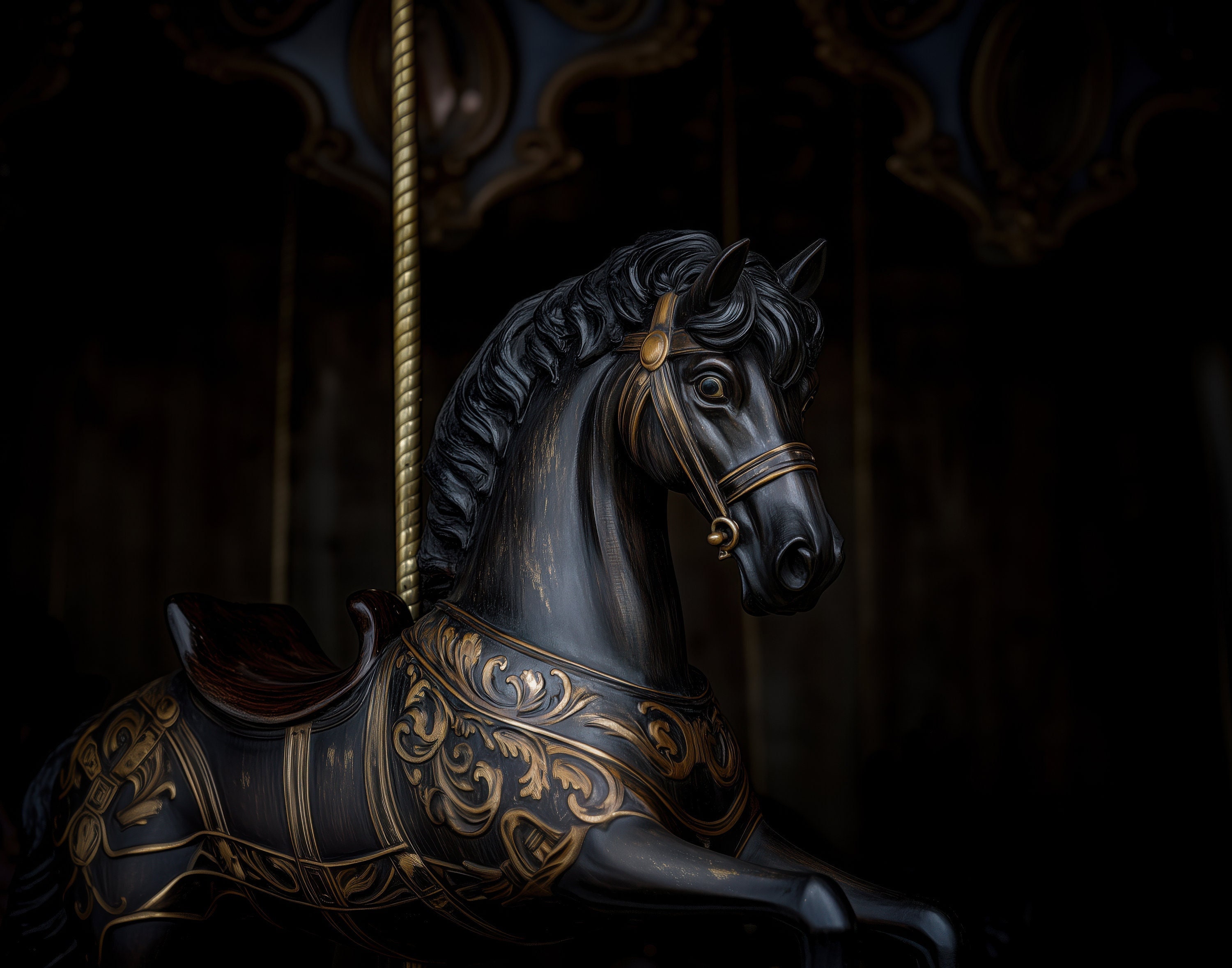 Antique Wooden Carousel Horse Art Print Etsy antique-wooden-carousel-horse-art-print-etsy