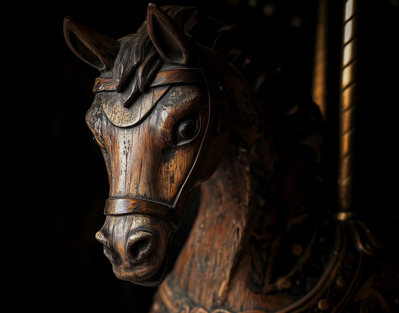 Antique Wooden Carousel Horse Art Print Etsy antique-wooden-carousel-horse-art-print-etsy