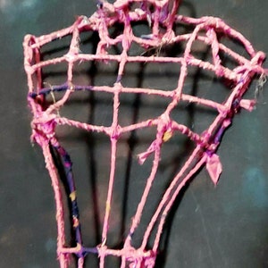 Antique Vintage French Ribbon wrapped metal wire mannequin bust, shop display