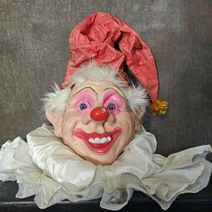 Cabeza de títere de látex vintage, elfo navideño, cabeza de duende, utilería teatral