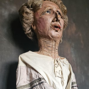 Antique Vintage Lifesize Magaret Thatcher Museum Mannequin Head Bust