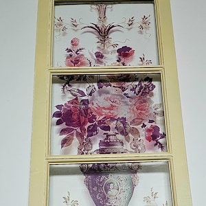 Antique Vintage Stained glass, glass art, antique glassware, glass art, glass wall hanging picture.