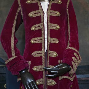 Antique Vintage Heavy Blood Red Metal Thread Gothic Rococo Coat Theatre Costume