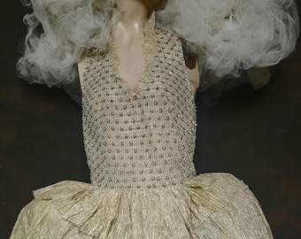 Antique Vintage Angora Glass Chorus Theatre Costume Dress