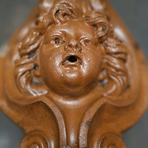 Antique Vintage Large Heavy Terracotta  Cherub/Angel Head/ Wall Hanging Plaque