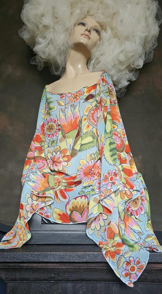 Original Vintage Designer Oilily German Summer Beach Kaftan Poncho