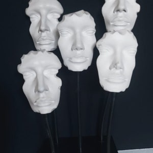 Rare heavy Vintage Counter top  Opticians Mannequin faces on flexible wire stand shop display