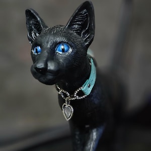 Vintage Life Size Black Gothic Heavy Mannequin Cat Statue, Mannequin Ornament 32 In