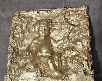 Antique Vintage Cherub Wall Hanging Decorative Plaster Plaque