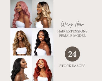 Melanin Hair Stock Photos: Wigs & Extensions Website Images (Digital Download)