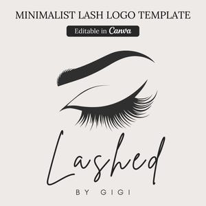 May include: A black and white logo for a lash business called "Lashed by Gigi". The logo features a stylized closed eye with long eyelashes.
