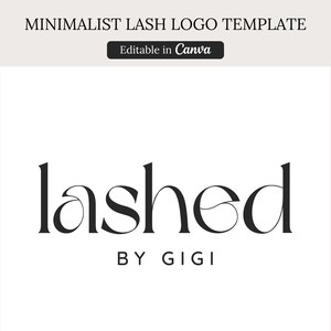 May include: A minimalist logo design for a lash business called "lashed by gigi". The logo features the word "lashed" in a stylized font with a curved "a" and "e".
