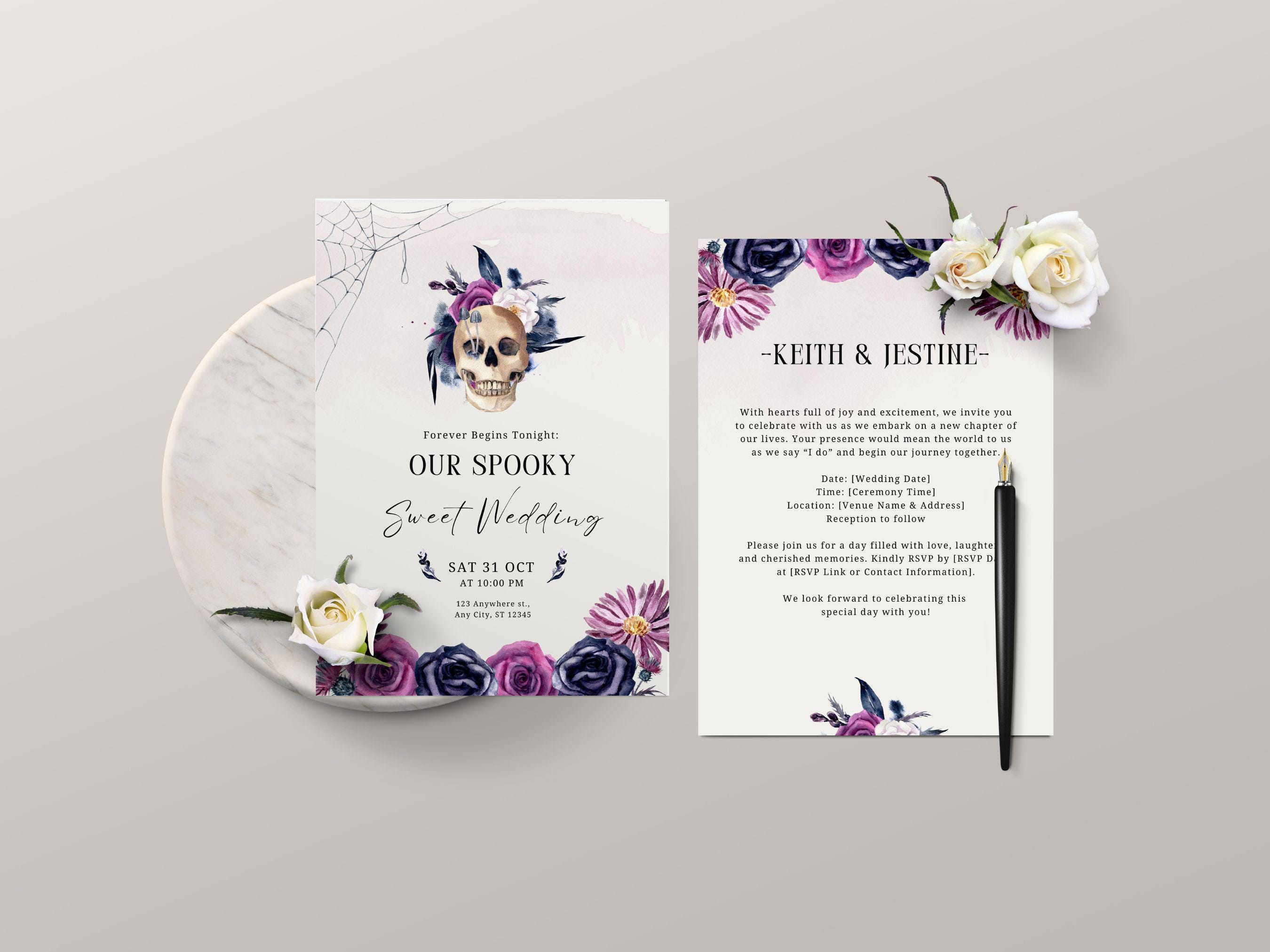 Spooky Wedding Invitation Card Halloween Wedding Invitation Template ...