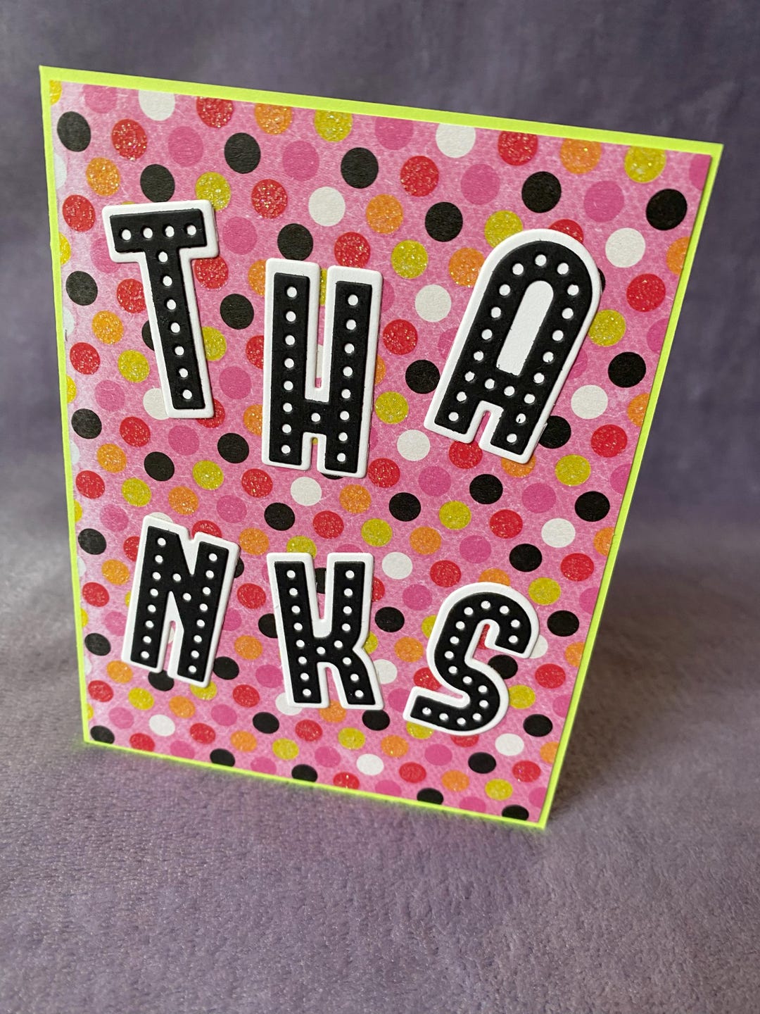 Handmade Thank You Card: Polka Dot Design - Etsy