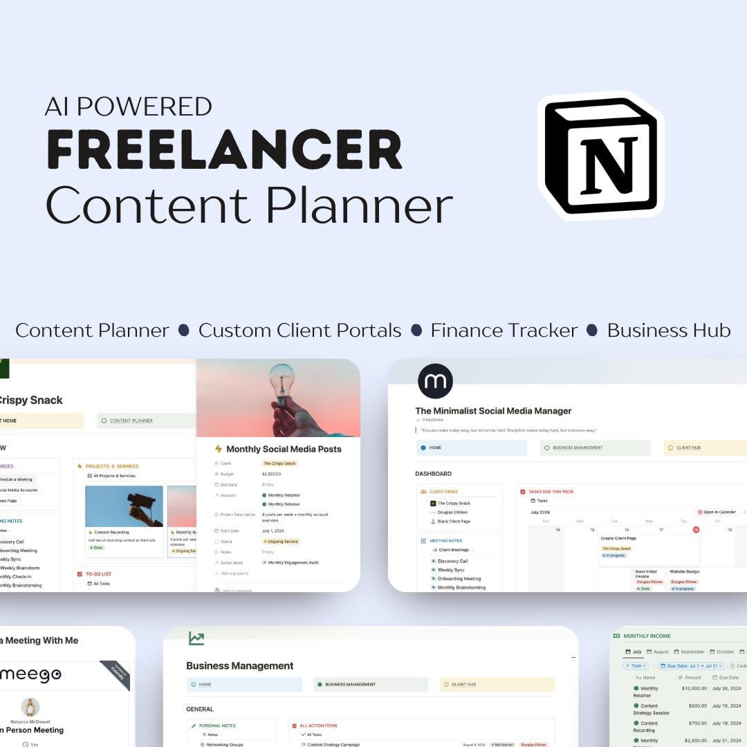 AI Notion Template for Freelancers, Social Media Managers, Digital ...