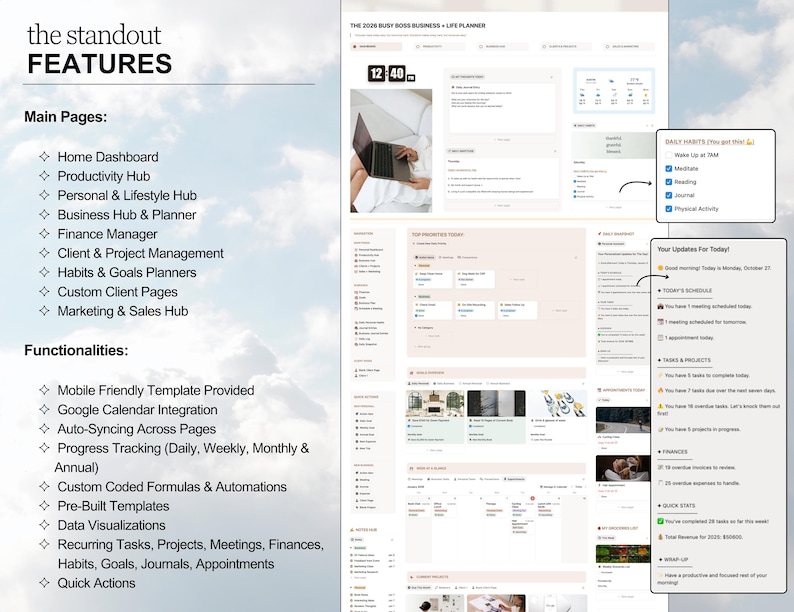 Notion 2026 Business + Life Planner Template | Task Manager | Finance ...