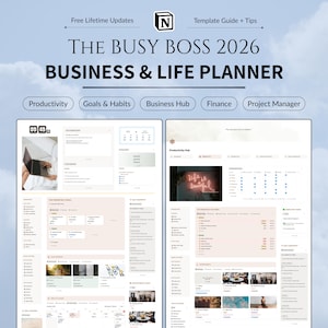 Notion 2026 Business + Life Planner Template | Task Manager | Finance Tracker | Sales CRM | Project Manager | Productivity | Goals & Habits