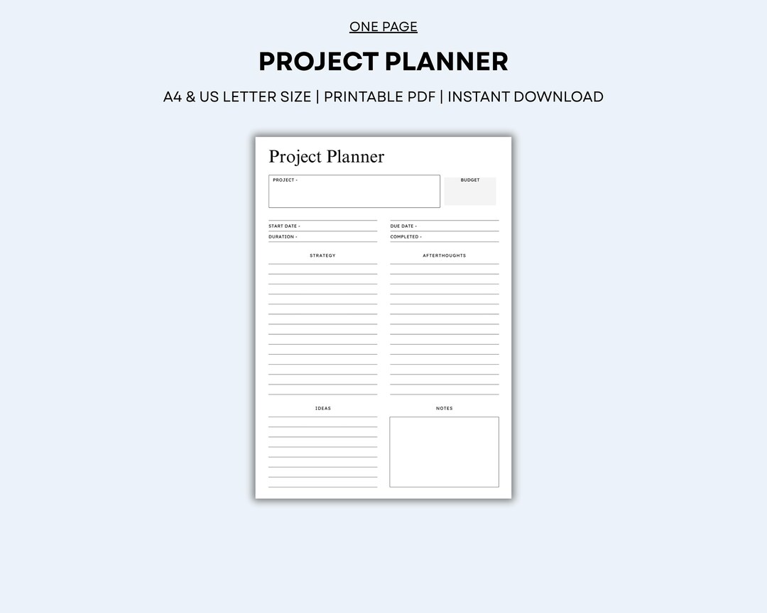 Project Planner Printable | Task & Timeline Organizer | A4 + US Letter ...