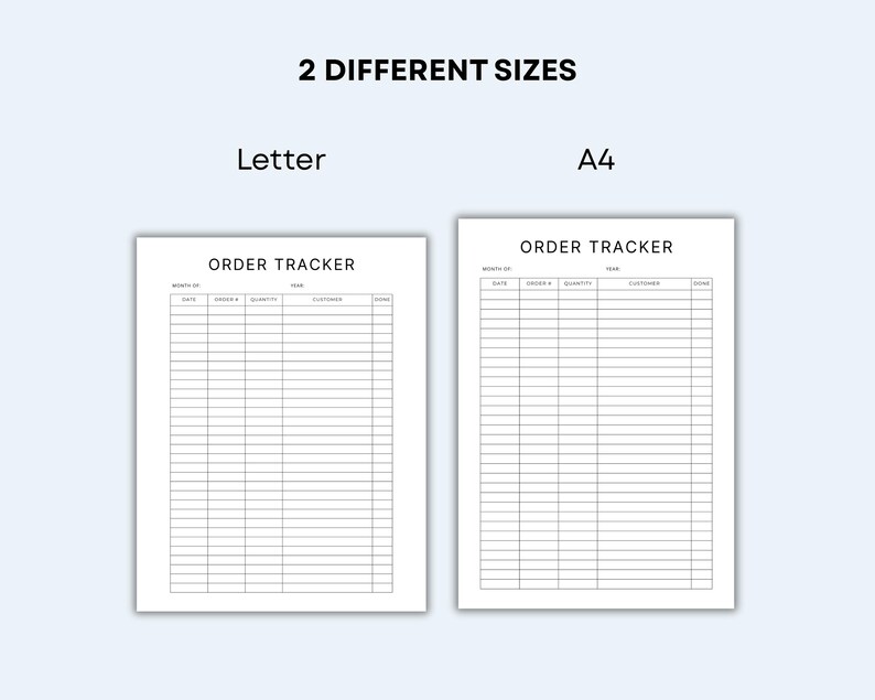 Printable Order Tracker | Purchase Log | Delivery Log | A4 + US Letter ...