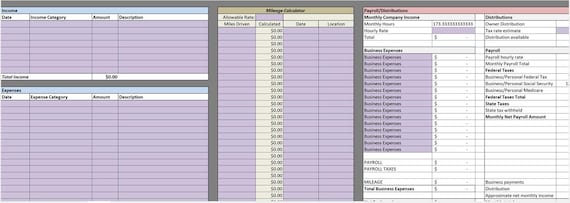 S Corp Business Expense Tracker and Fillable Lease/Meeting Minute Forms