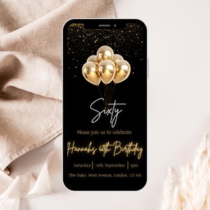 60th Birthday Digital Invitation, Custom Birthday Invite, 60th Birthday Invite, Mobile Invitation, Sixtieth Invitation, 60th Birthday Party