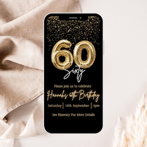 60th Birthday Digital Invitation, Custom Birthday Invite, 60th Birthday Invite, Mobile Invitation, Sixtieth Invitation, 60th Birthday Party