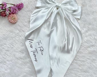 Personalised Silk Bride Hair Bow – Custom Wedding Accessory, Bride To Be Gift
