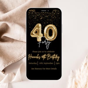 40th Birthday Digital Invitation, Custom Birthday Invite, 40th Birthday Invite, Mobile Invitation, Fortieth Invitation, 40th Birthday Party