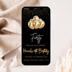 40th Birthday Digital Invitation, Custom Birthday Invite, 40th Birthday Invite, Mobile Invitation, Fortieth Invitation, 40th Birthday Party