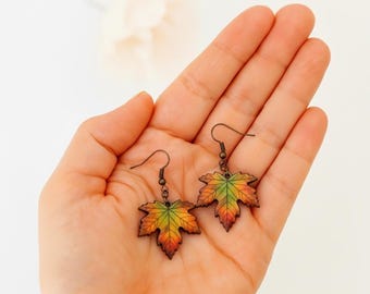 Handcrafted Maple Leaf Earrings: Autumn Dangle Jewelry