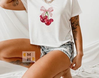 Isney Coquette Baby T-Shirt, Kirsche Mickey Bow Crop, Minnie Girlie y2k tee, Süßes Disneyworld Mädchen Tshirt, Maus Tank Top, Jugend Crop Disney