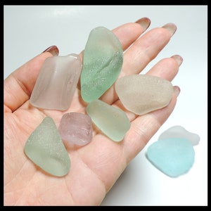 10 RARE Pastel Good quality SEA GLASS Old bottles bottoms, handle, corner parts / For crafts, collection and jewelry making / cc91