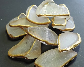 Very Thick 12 pieces beach SEA GLASS for party, crafts, wedding, guest book, escort card, bridal shower decor, crafting /Golden Touch / P39