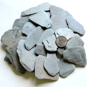 MEDIUM Grey color Flat BEACH STONES Bulk of 16 pieces for wish stones, crafting, escort cards, home decor