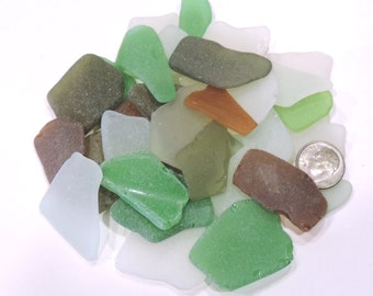 Bulk of Medium Thin SEA GLASS Good quality Lot of 35 / For crafts, mosaics, wedding decor, and jewelry / K 11