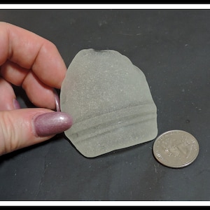 Over 2 inches long Patterned Collectible historic SEA GLASS bowl or jar part Surf tumbled. Crafts., collection / EF48