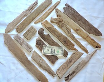 15 pieces Old construction Driftwood Pieces, surf tumbled, wood chunks  / 4 - 19 inches / for signs, beach house decor or any project / U95