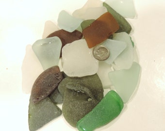 Bulk of Large and Thin SEA GLASS Good quality Lot of 10-14 pieces / For crafts, nautical decoration, and jewelry / K 11