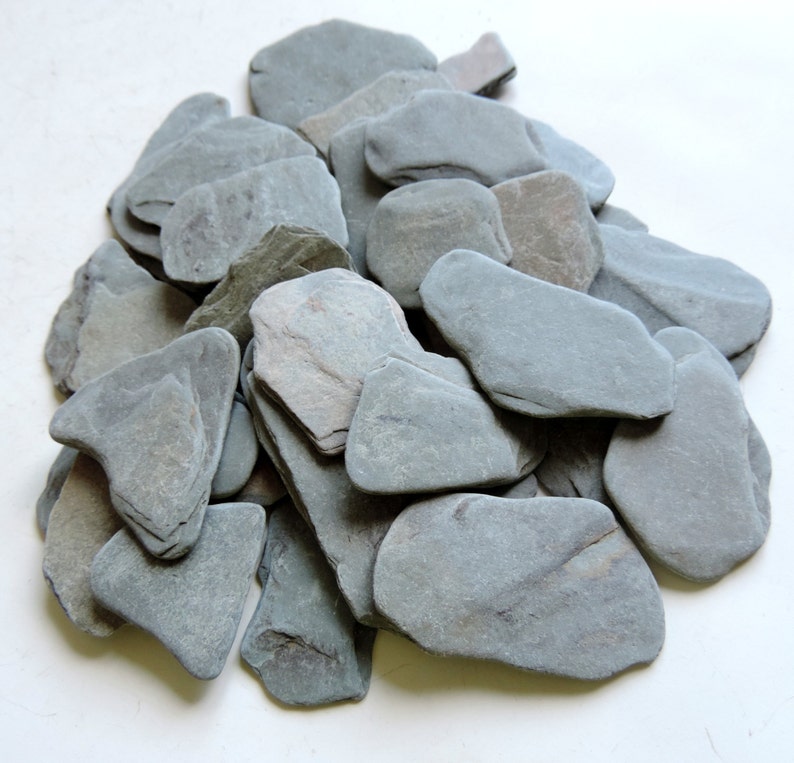 Medium Grey Color Flat Beach Stones Bulk Of 16 Pieces For Wish Stones Crafting Escort Cards Home Decor