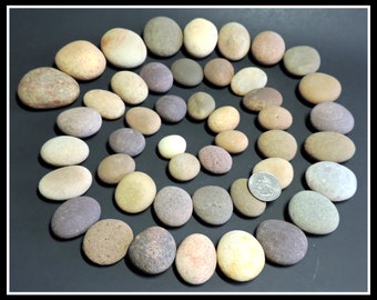 BULK 15 oz / BEACH STONES 16 mix colored peebles, round good quality  for crafting, mosaics, collages, jewelry making / EF61