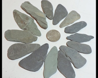 BULK of Long Flat BEACH STONES 14 pieces. Thin flat slabs crafting, crafts, home decor, collages / ef84