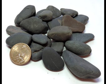 14 oz of Black BEACH ROCKS, STONES / bulk listing  for crafting, crafts, collages or any project  / B95