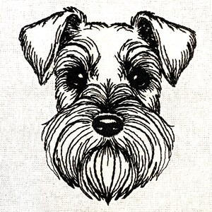 Maskinbroderidesign för hund, schnauzer (digital nedladdning) - Tillägg för anpassat namn tillgängligt
