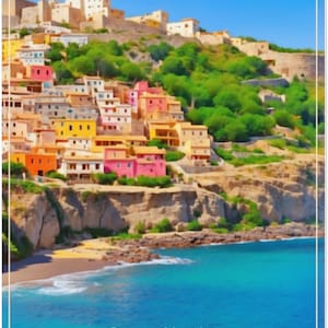 Sardinia travel print - Italy, Sardinia Poster, Coastal artwork, Sardinia Coast, Birthday present, Costa Smeralda