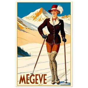 Mègeve travel print - France, Mègeve Poster, vintage Ski poster, Birthday present