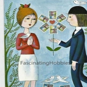 1986 - PEYNET - Hermosa postal de diseño vintage - AMANTES DE LA FILATELIA - Edición especial para la Cámara Francesa de Comerciantes y Expertos en Filatelia